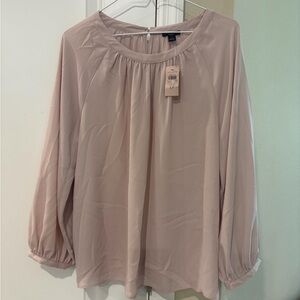 Ann Taylor Blush Pink Gathered Blouse